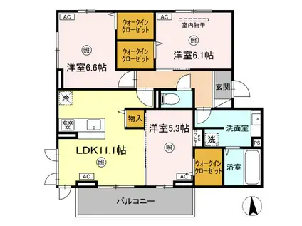 ピーチヒルズ(3LDK/2階)の間取り写真