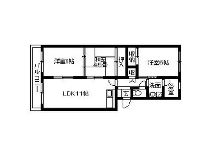 サンライズ香椎(3LDK/1階)の間取り写真