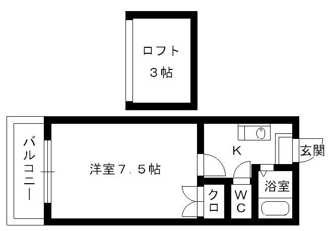 ラフォーレ坂本(1K/2階)の間取り写真