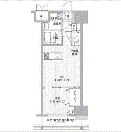 エンクレスト吉塚駅前Ⅱ(1LDK/7階)の間取り写真