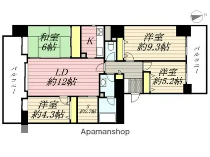 のむら貝塚ガーデンシティ参番館(4SLDK/4階)の間取り写真