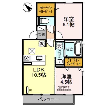 D-ROOM三苫Ⅱ(2LDK/1階)の間取り写真