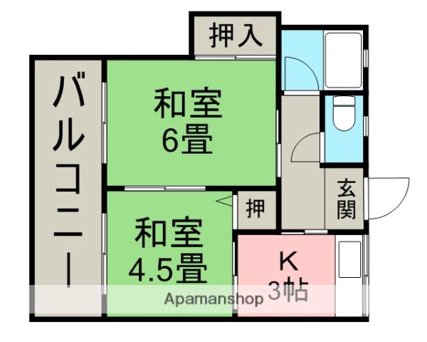 高田アパート(2K/2階)の間取り写真