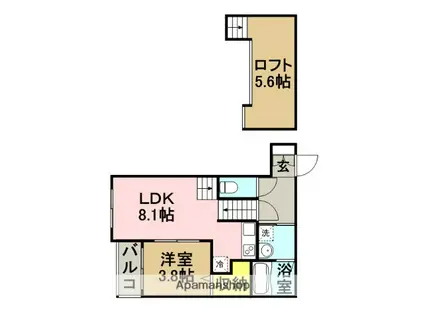 RAINBOW南福岡(1LDK/2階)の間取り写真