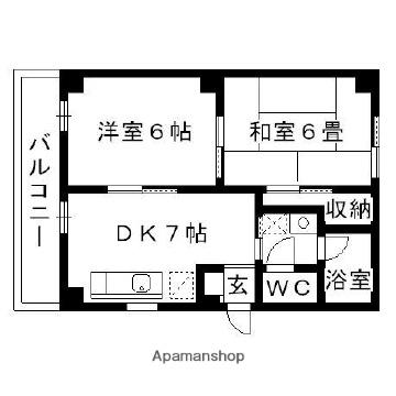 シャトレ太宰府Ⅰ(2DK/3階)の間取り写真