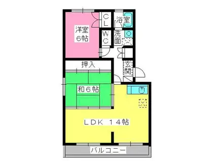 レジデンス宮原(2LDK/2階)の間取り写真