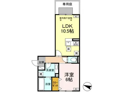 D-ROOM野間大池(1LDK/1階)の間取り写真