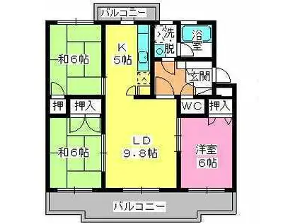 RESIAS CHIKUSHINO BLDG(3LDK/3階)の間取り写真