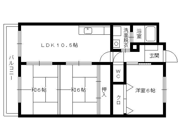 リバーサイド山本(3LDK/3階)の間取り写真