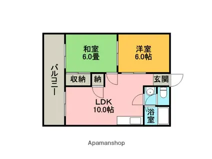 千本杉コーポ(2LDK/5階)の間取り写真