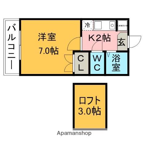 シャトレ隈Ⅰ(1K/2階)の間取り写真