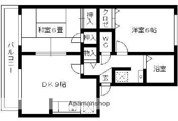 ハイカムール国分Ⅱ(2LDK/3階)の間取り写真