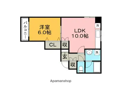 ソレイユコート東町(1LDK/6階)の間取り写真