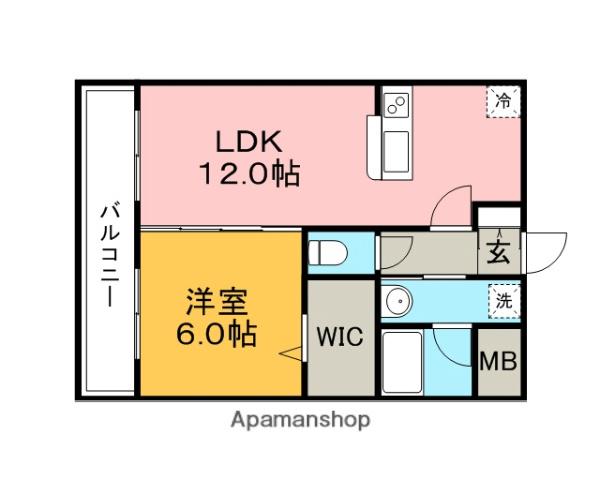 西鉄天神大牟田線 花畑駅 徒歩11分 8階建 築15年(1LDK/6階)の間取り写真