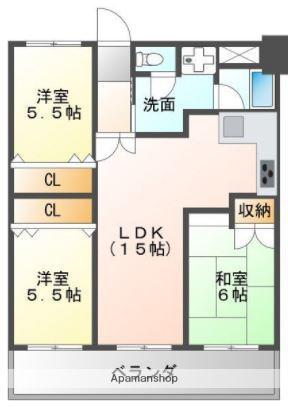 ライオンズマンション久留米プラザⅢ番館(3LDK/9階)の間取り写真