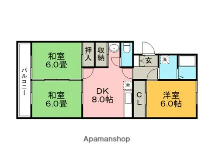 メゾンファミール本町(3DK/3階)の間取り写真