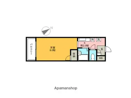 江崎ガーデンビル(ワンルーム/4階)の間取り写真