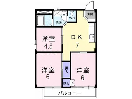 シティハイムよしむら(3DK/2階)の間取り写真