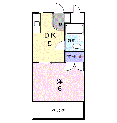 リバーサイドマンション(1DK/2階)の間取り写真