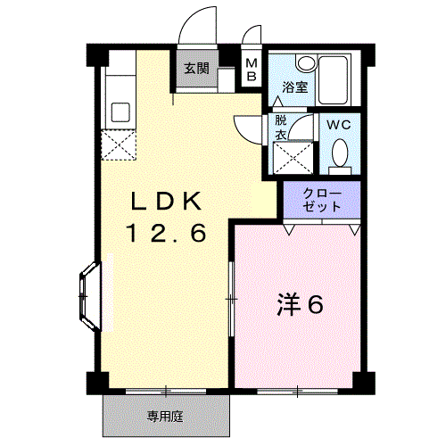 コーポサカイⅡ(1LDK/1階)の間取り写真