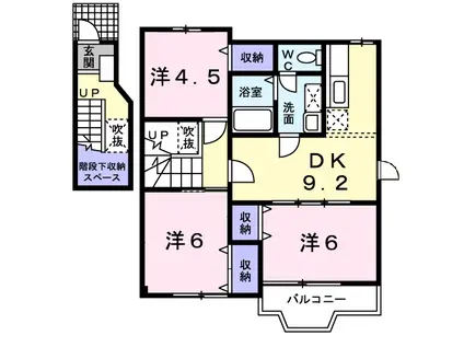 キングスコートA(3DK/2階)の間取り写真