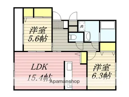 H・M大城(2LDK/3階)の間取り写真