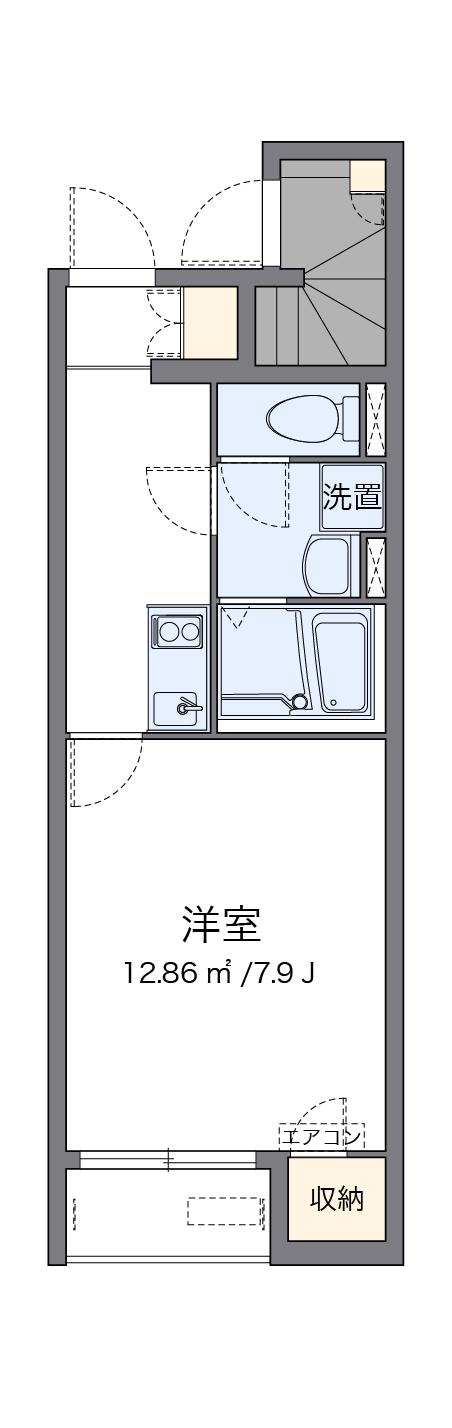 クレイノグレイス上津Ⅲ(1K/1階)の間取り写真