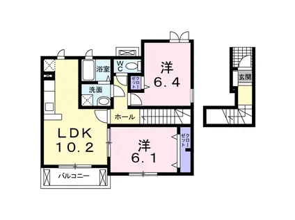 グリーンハイツ鷹取Ⅲ(2LDK/2階)の間取り写真