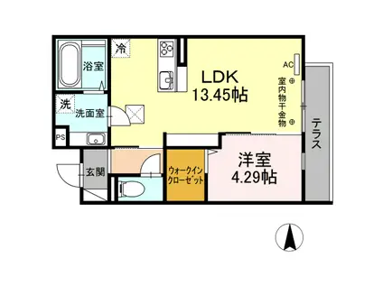 モンテベール南風(1LDK/1階)の間取り写真