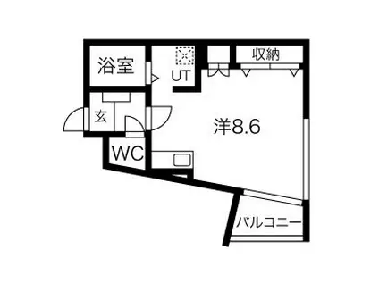 ロッヂングス・オーク(ワンルーム/2階)の間取り写真