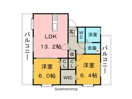 カーサフェリーチェ(2LDK/2階)の間取り写真