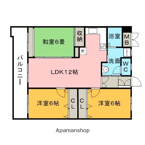 ラパスマンション諏訪野(3LDK/4階)の間取り写真