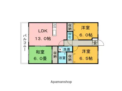 レジデンス高屋敷(3LDK/5階)の間取り写真