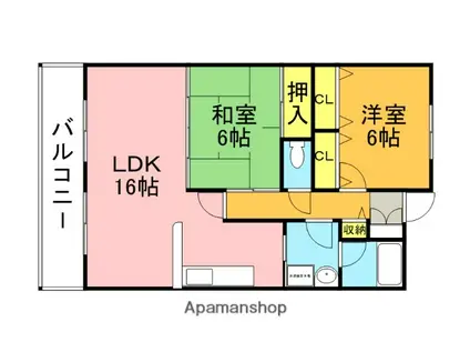 インペリアル大賀(2LDK/5階)の間取り写真