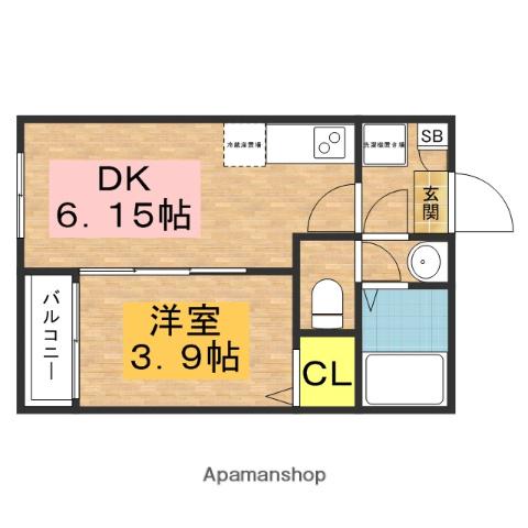 CASA DE LA 九大南(1DK/1階)の間取り写真