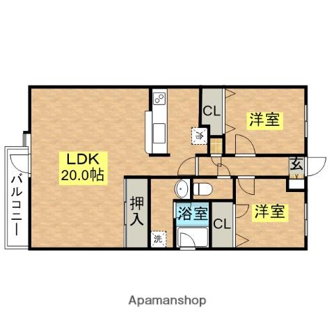 JGMシュリアン前原(2LDK/2階)の間取り写真