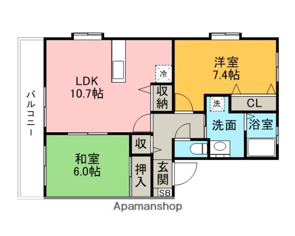 フォーブル三嶋(2LDK/1階)の間取り写真