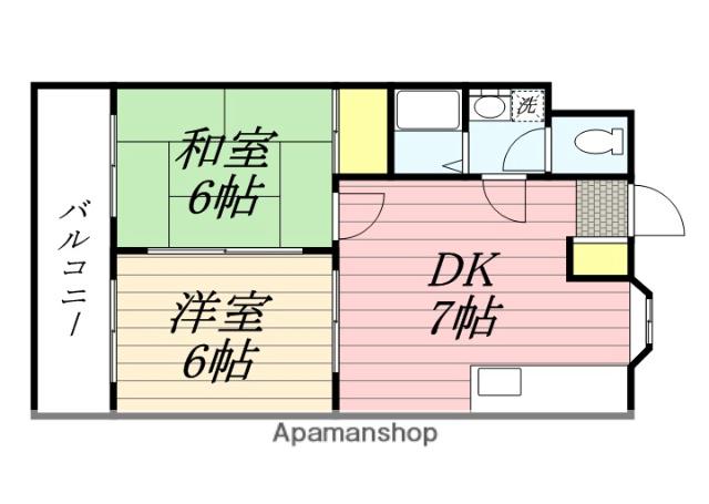 コンドミニアム周船寺(2DK/4階)の間取り写真