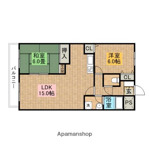 アフロディーテ(2LDK/4階)の間取り写真