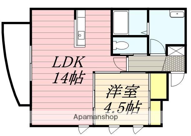 ルネス・アルベルグ(1LDK/2階)の間取り写真