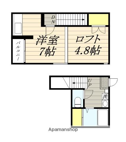 クリスタルK学研都市(ワンルーム/2階)の間取り写真