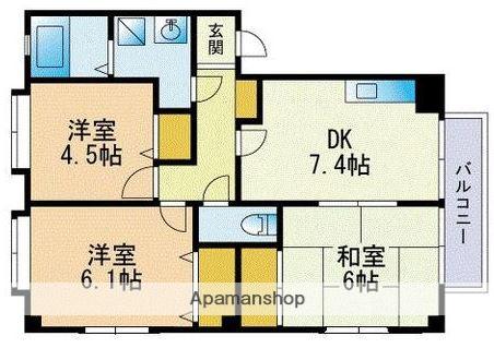 フォブール原田(3DK/1階)の間取り写真