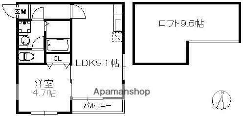 ポラリス周船寺Ⅲ(1LDK/1階)の間取り写真