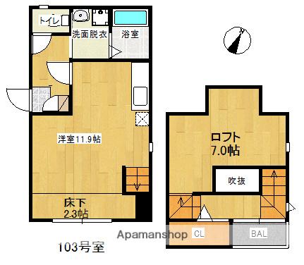 MAISONETIC ROOMY(ワンルーム/1階)の間取り写真