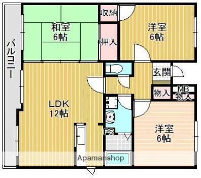 クレスト6(3LDK/8階)の間取り写真