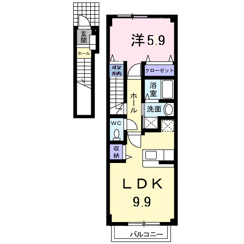 ベル・フィオーレC(1LDK/2階)の間取り写真