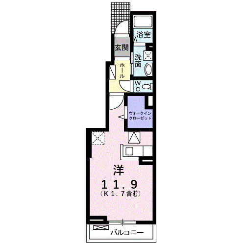 ウエスト マウンテン B(ワンルーム/1階)の間取り写真