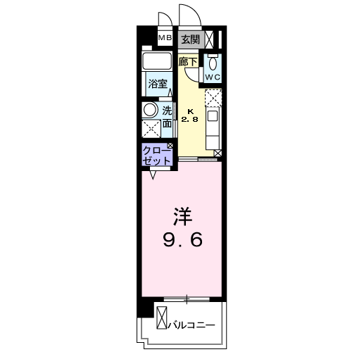 グランドステージ鏡(1K/3階)の間取り写真