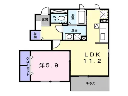 ボヌ-ルエスパスⅢ番館(1LDK/1階)の間取り写真