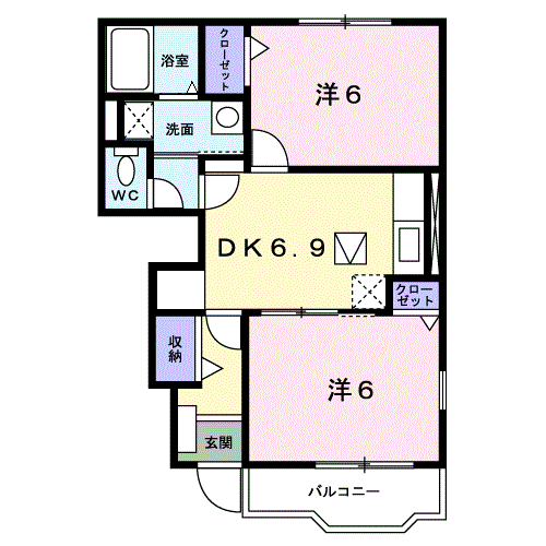 グリーンハイツ・リキⅡ(2DK/1階)の間取り写真